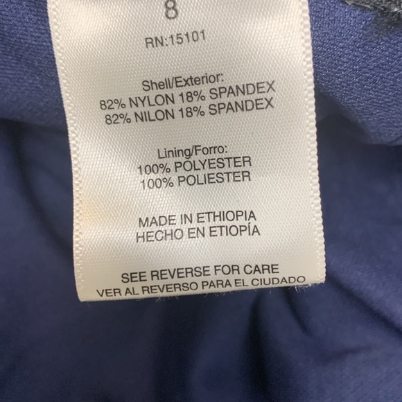 One piece swimsuit w front tie, dark blue and white - Picture 6 of 9